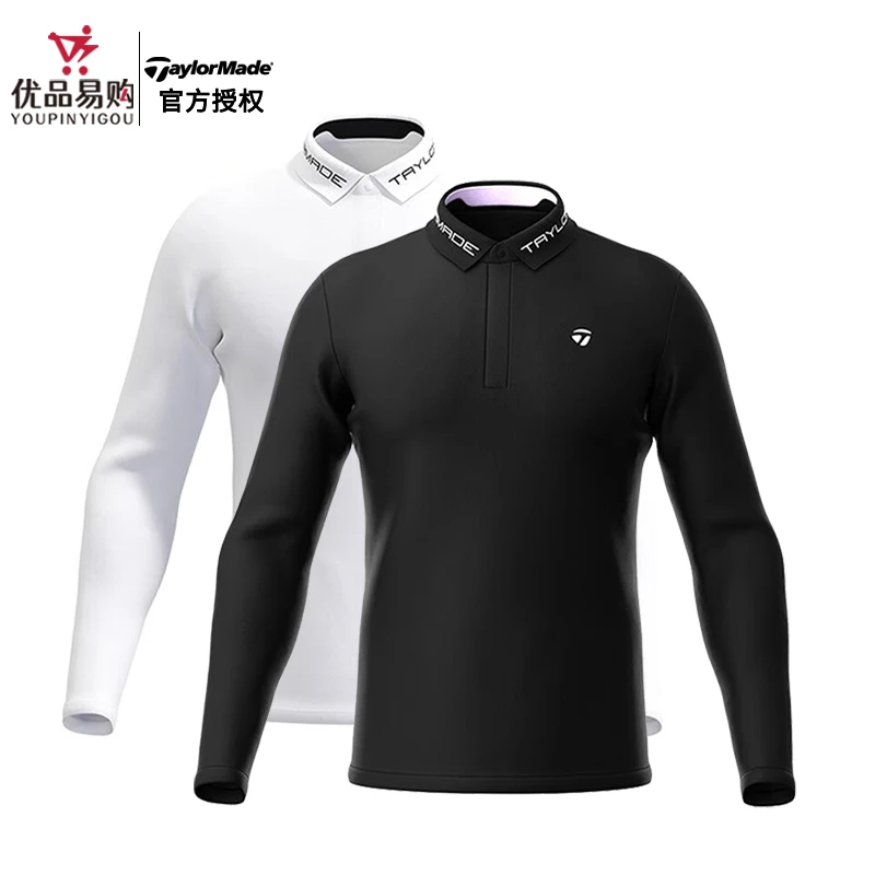 Taylormade泰勒梅高尔夫服装男长袖POLO衫舒适透气长袖上衣