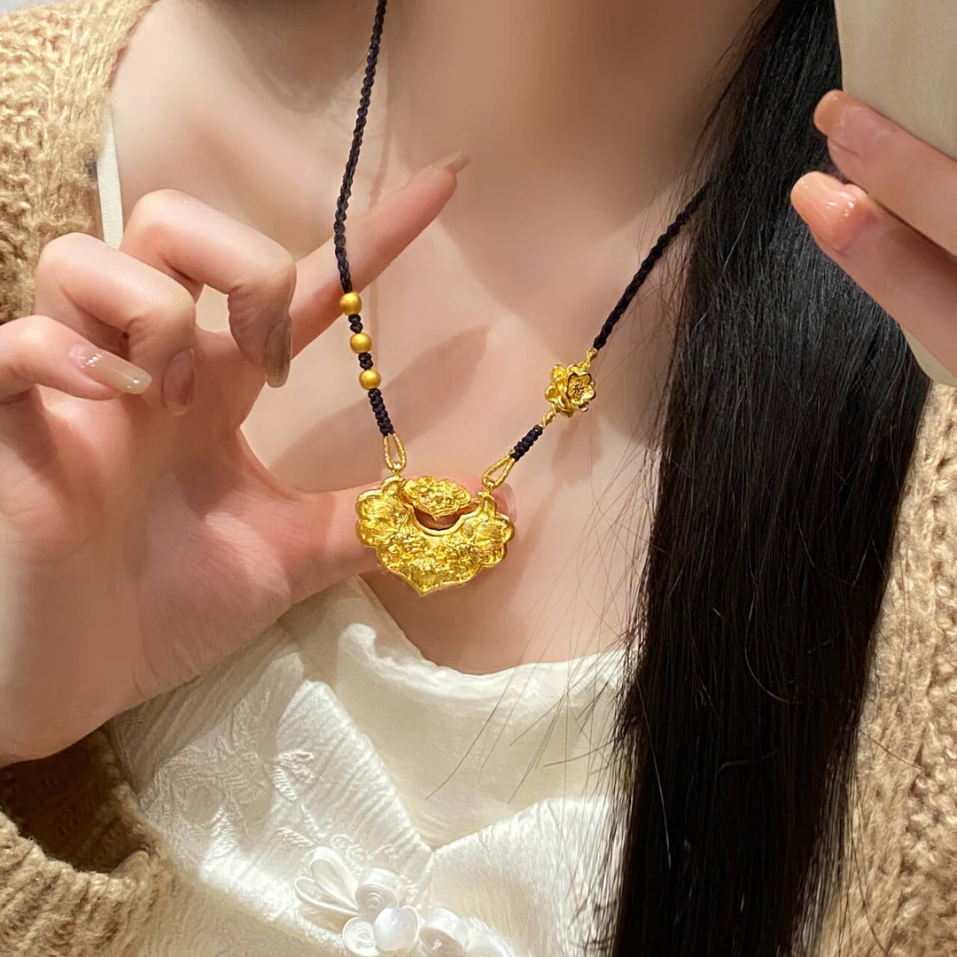 铜合金布艺项链 【卡丽奢首饰】【XL-J104莲花锁】新中式在逃公主项链