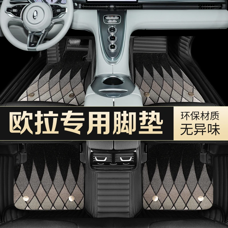 适用欧拉好猫gt黑猫r1小野猫白猫iq 闪电猫 芭蕾猫全包围汽车脚垫