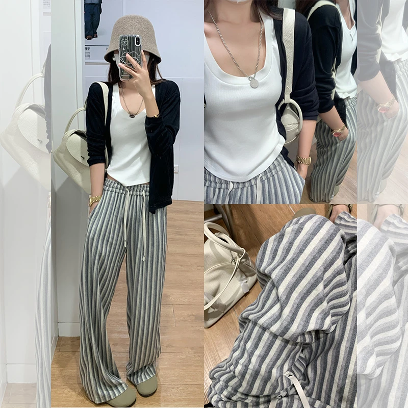 曾小咸2024秋季新款条纹休闲裤女Z243KH2767