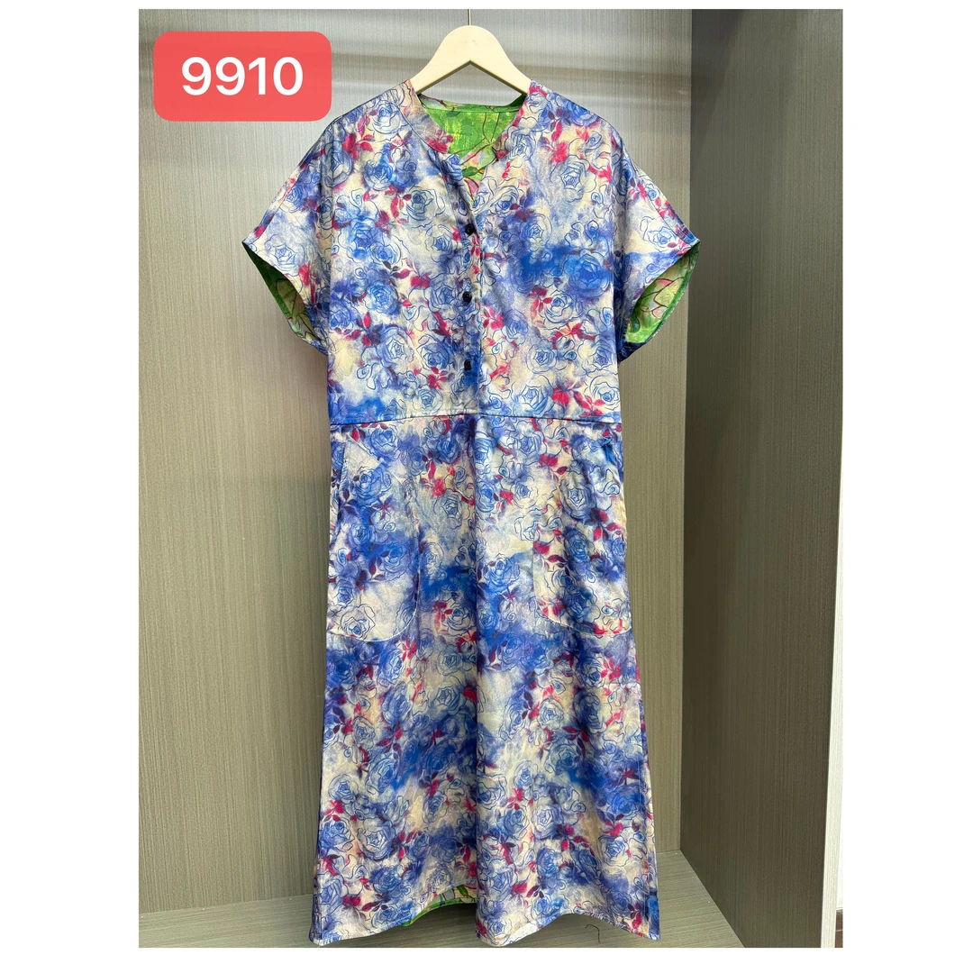 9910-17新款舒适时尚印花双面穿连衣裙