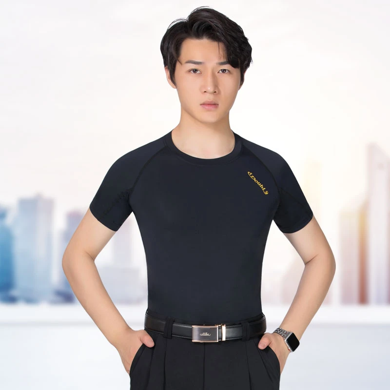 【男字母标冰丝短袖】丹宝罗旗舰店半袖交谊男华尔兹黑色练功服夏季