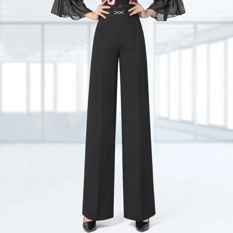 【前腰钻扣女裤】丹宝罗新款舞厅摩登舞练功长裤直筒高腰阔腿国标舞