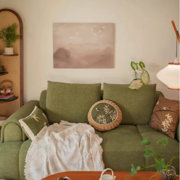 侘寂风客厅装饰画肌理砂岩中古风高级无框画沙发背景复古艺术壁画