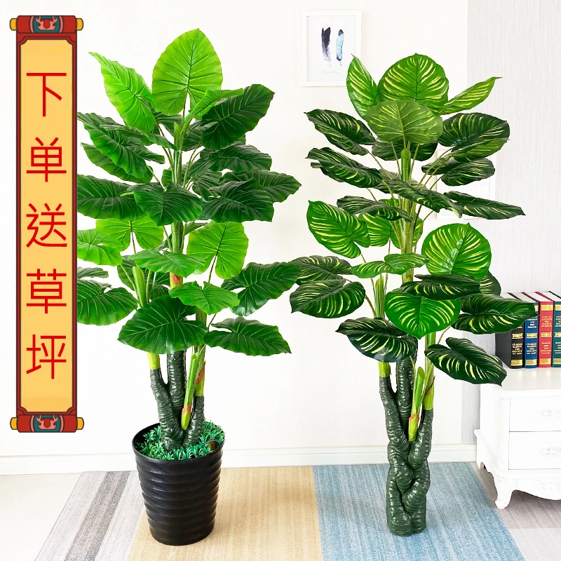 假树滴水观音仿真植物树假花塑料艺装饰绿植大型盆栽客厅仿真绿植