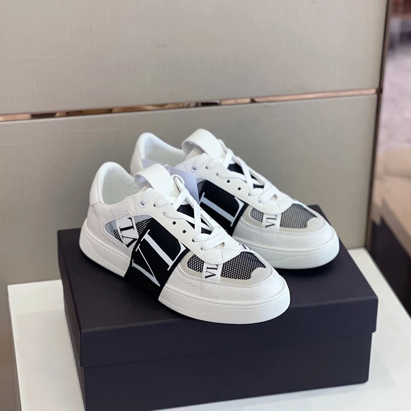 潮牌高端男鞋时尚百搭透气橡胶潮流鞋真皮拼色欧美男士板鞋运动鞋