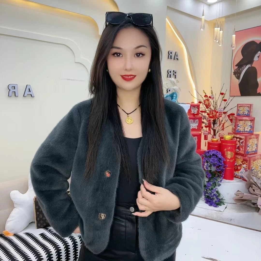 【弘厚优选】2025新款北极貂轻奢时尚贵气女士中款气质韩潮外套