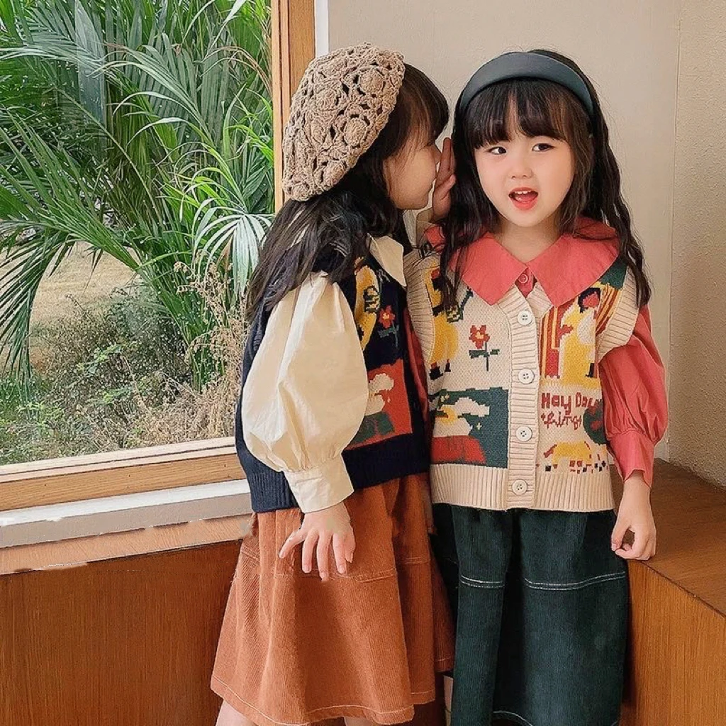 【集悦直播款 五】2023年新款洋气开衫套头针织马甲冬季男童女童