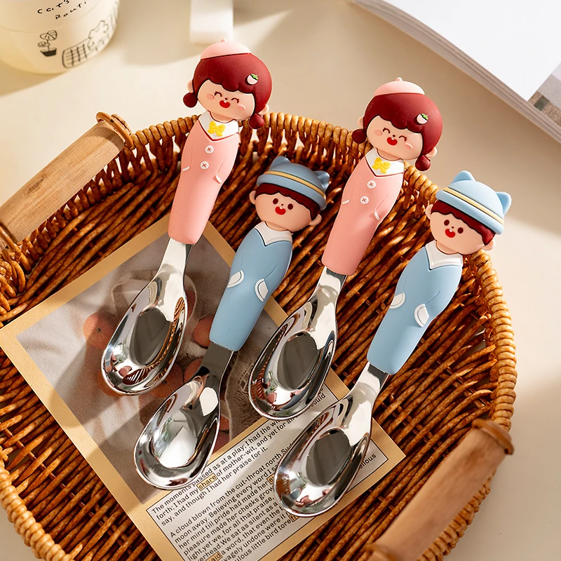 卡通儿童勺316不锈钢吃饭勺子宝宝可爱小调羹男孩女孩元宝汤匙