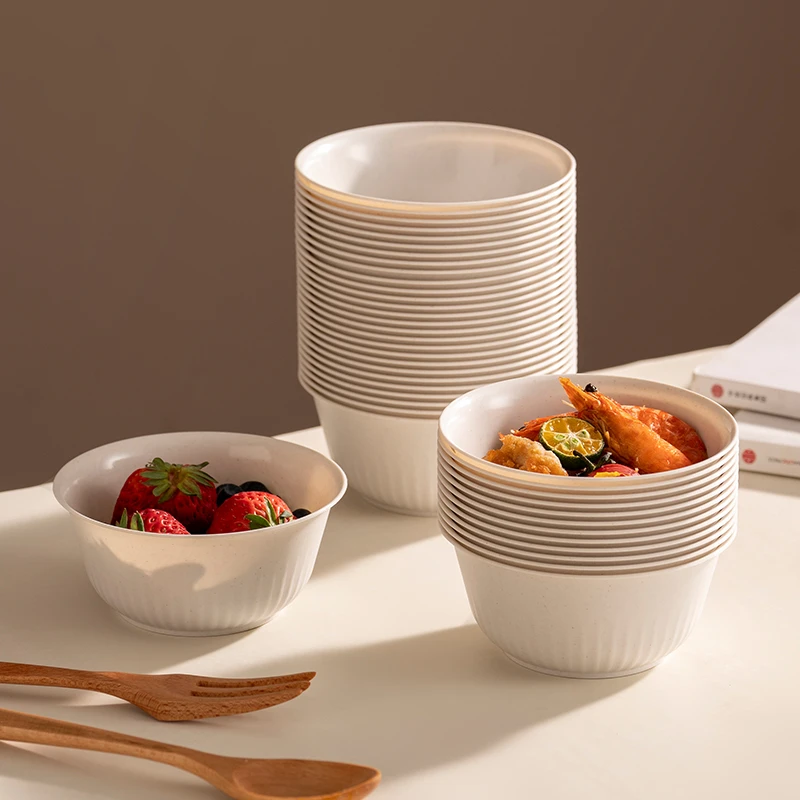 onlycook一次性稻壳餐具食品级饭碗外卖打包盒户外野餐喝水杯子