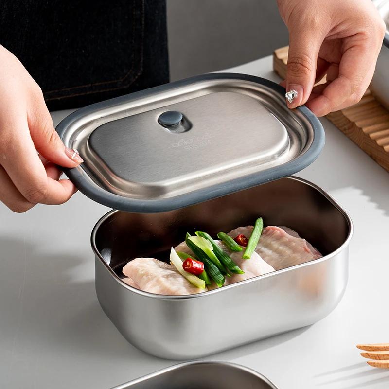 onlycook304不锈钢保鲜盒食品级上班族饭盒便当盒密封冰箱收纳盒