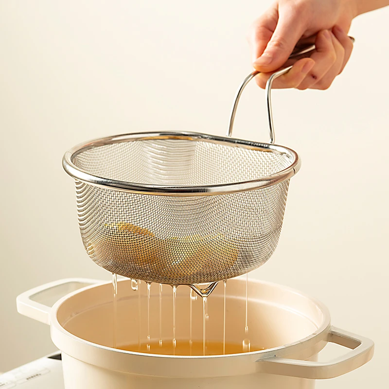 onlycook304不锈钢油格漏勺厨房捞面饺子油炸过滤网火锅细网捞勺