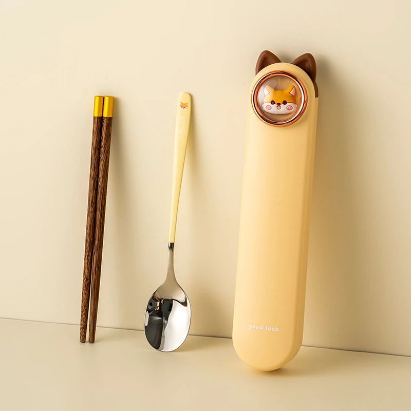 onlycook儿童便携餐具盒小学生304不锈钢筷子勺子套装个人专用