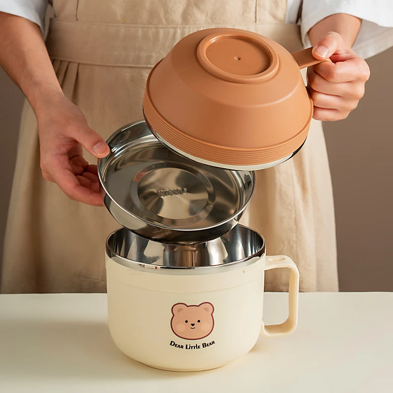 onlycook快餐杯304不锈钢饭盒学生食堂打饭专用泡面碗便当盒饭桶