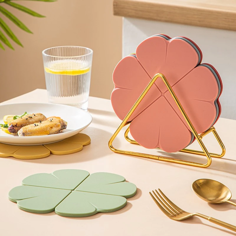onlycook北欧高颜值硅胶隔热垫创意四叶草杯垫餐垫防烫垫子餐桌垫