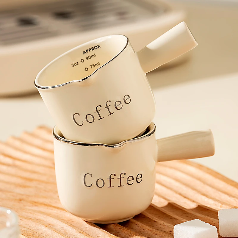 onlycook陶瓷小奶盅带刻度意式浓缩咖啡萃取量杯shot杯盎司接液杯