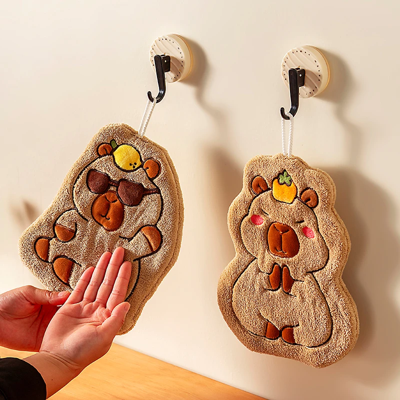 onlycook卡皮巴拉厨房擦手巾挂式卡通擦手布卫生间吸水擦手帕毛巾