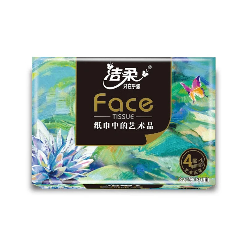 洁柔吸水Face油画系列艺术压花软抽80抽4层 4包装/提香氛保湿无香
