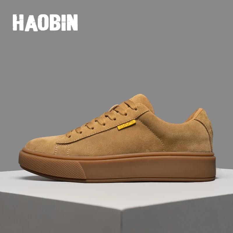浩宾新款男士百搭夏季秋季透气真皮低帮潮流运动时尚休闲板鞋
