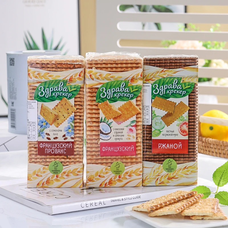 进口俄罗斯老式苏打饼干黑麦海盐香葱咸味原味椰奶香酥脆休闲零食