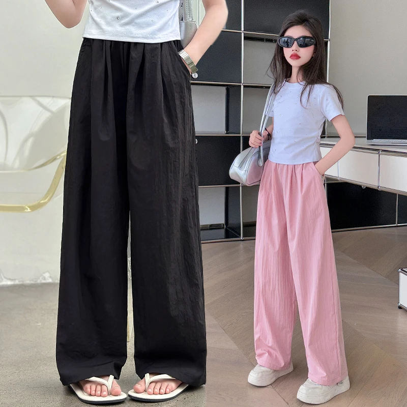 女童裤子夏季薄款2025儿童休闲裤洋气时髦夏装冰丝长裤夏天中大童