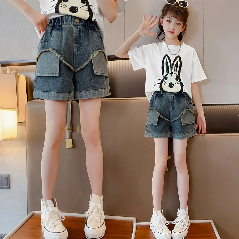女童牛仔短裤夏季薄款2025新款儿童裤子外穿洋气夏装小女孩中大童