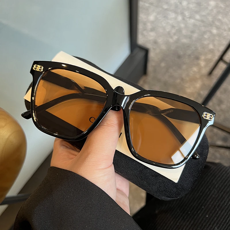 黑茶框墨镜女潮遮阳高级感大框圆脸显瘦海边防紫外线太阳眼镜男款