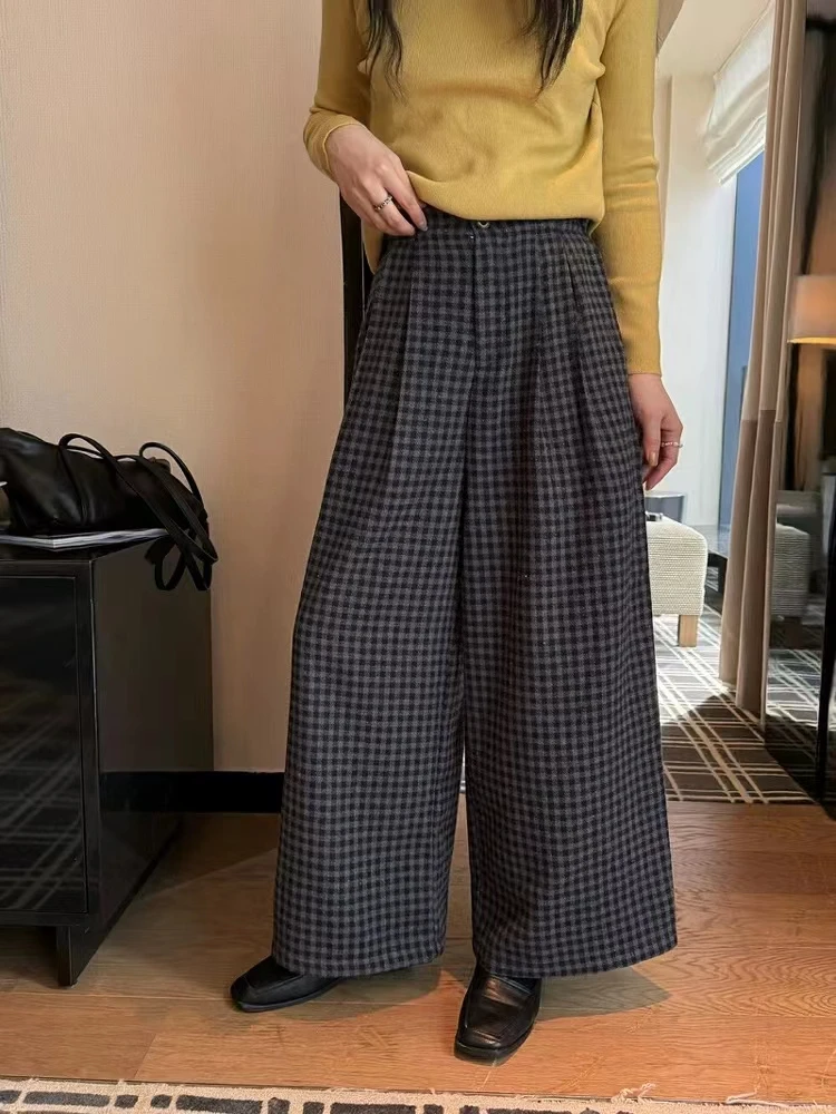 德妃推荐格子裤加绒加厚