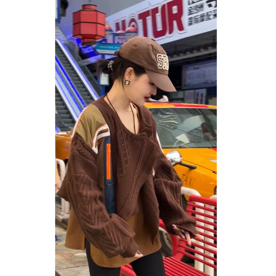 春季新款重工多元拼接针织时尚复古高级外套G0389