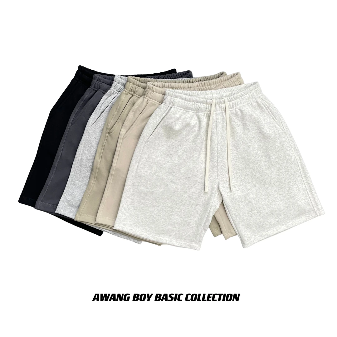重磅毛圈运动休闲短裤男夏季潮宽松纯色情侣百搭美式基础五分裤女