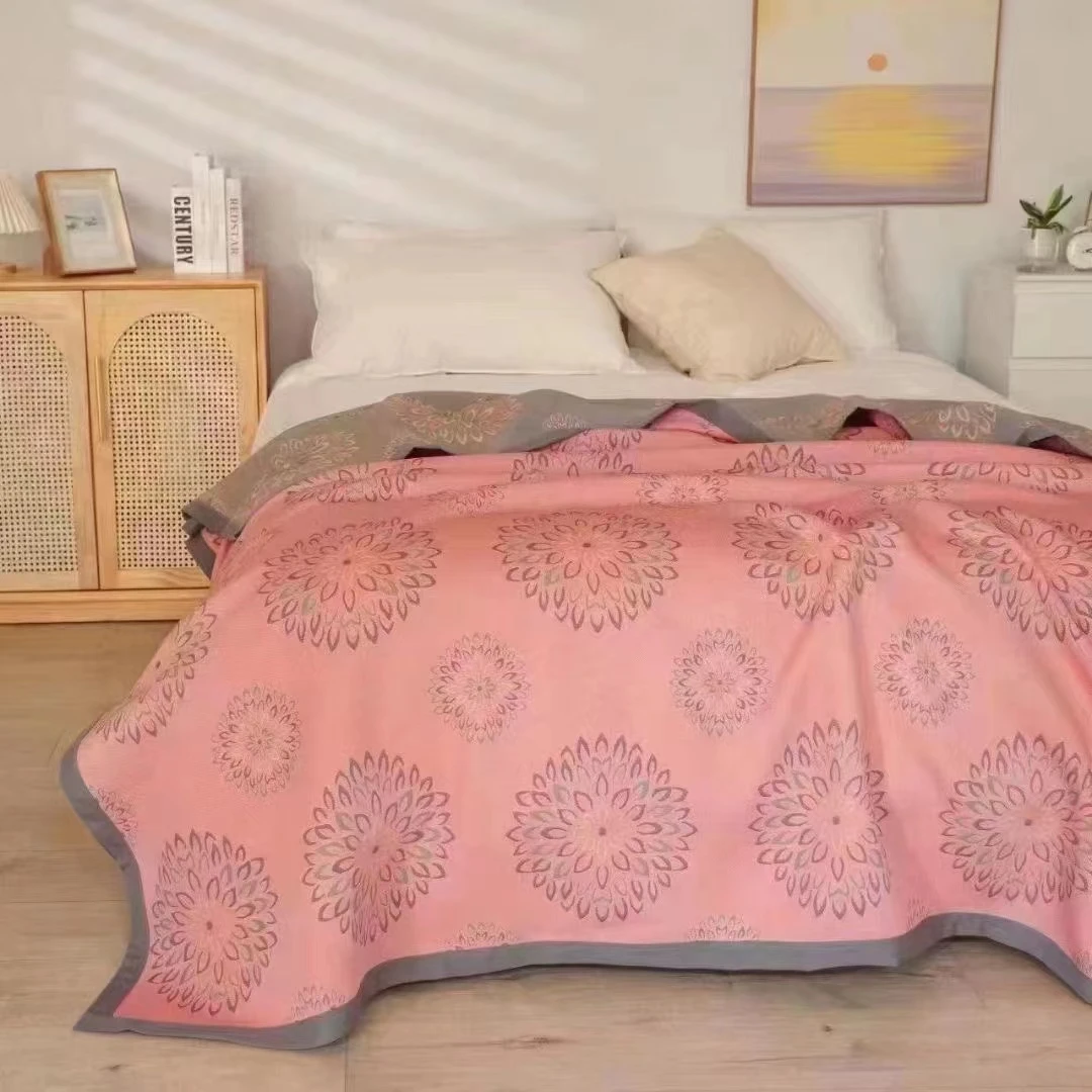 【粉色烟花】200*230亲肤柔软舒适透气床盖AB版双面可铺可盖床盖