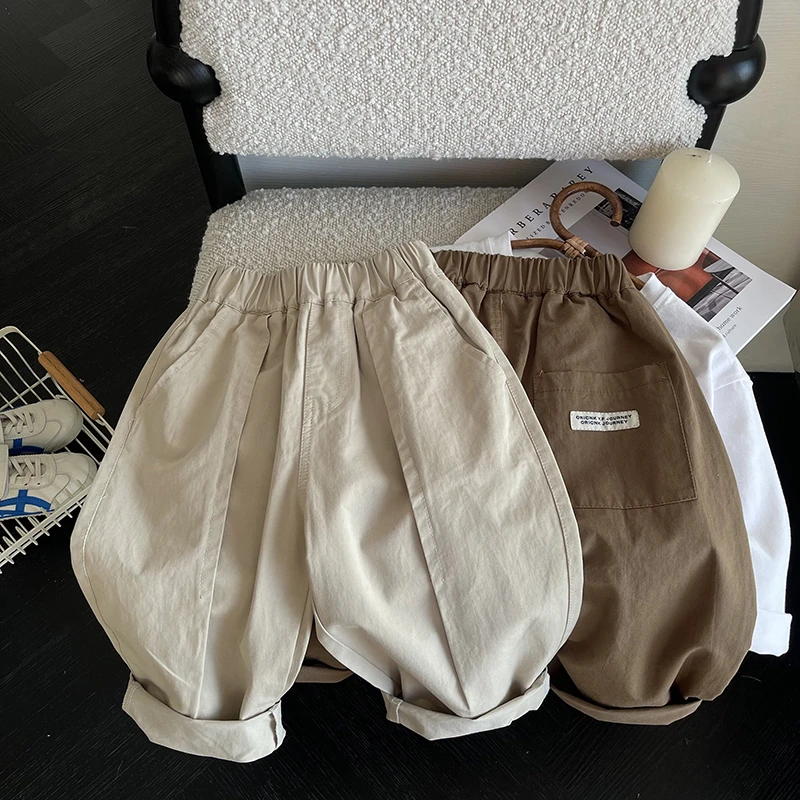 儿童休闲裤2024新款男童洋气裤子宝宝薄款宽松纯色小童百搭韩版