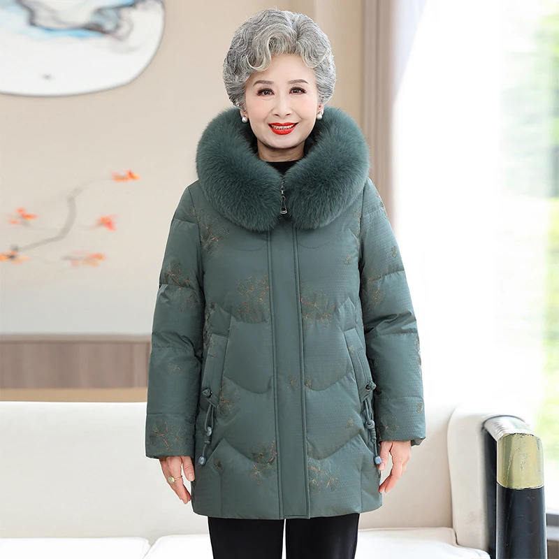 羽绒服新国标白鸭绒高端洋气中老年人女装奶奶保暖Y1201Z11540