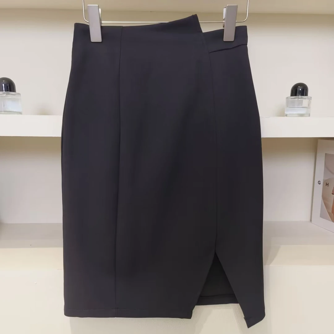 夏款58cm显瘦半身裙时尚女装半身裙百搭夏季不规则简约包臀高腰