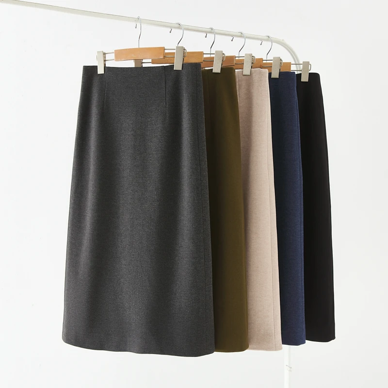 毛呢料【42-82m】冬款A字款高腰半身裙职业裙白搭款