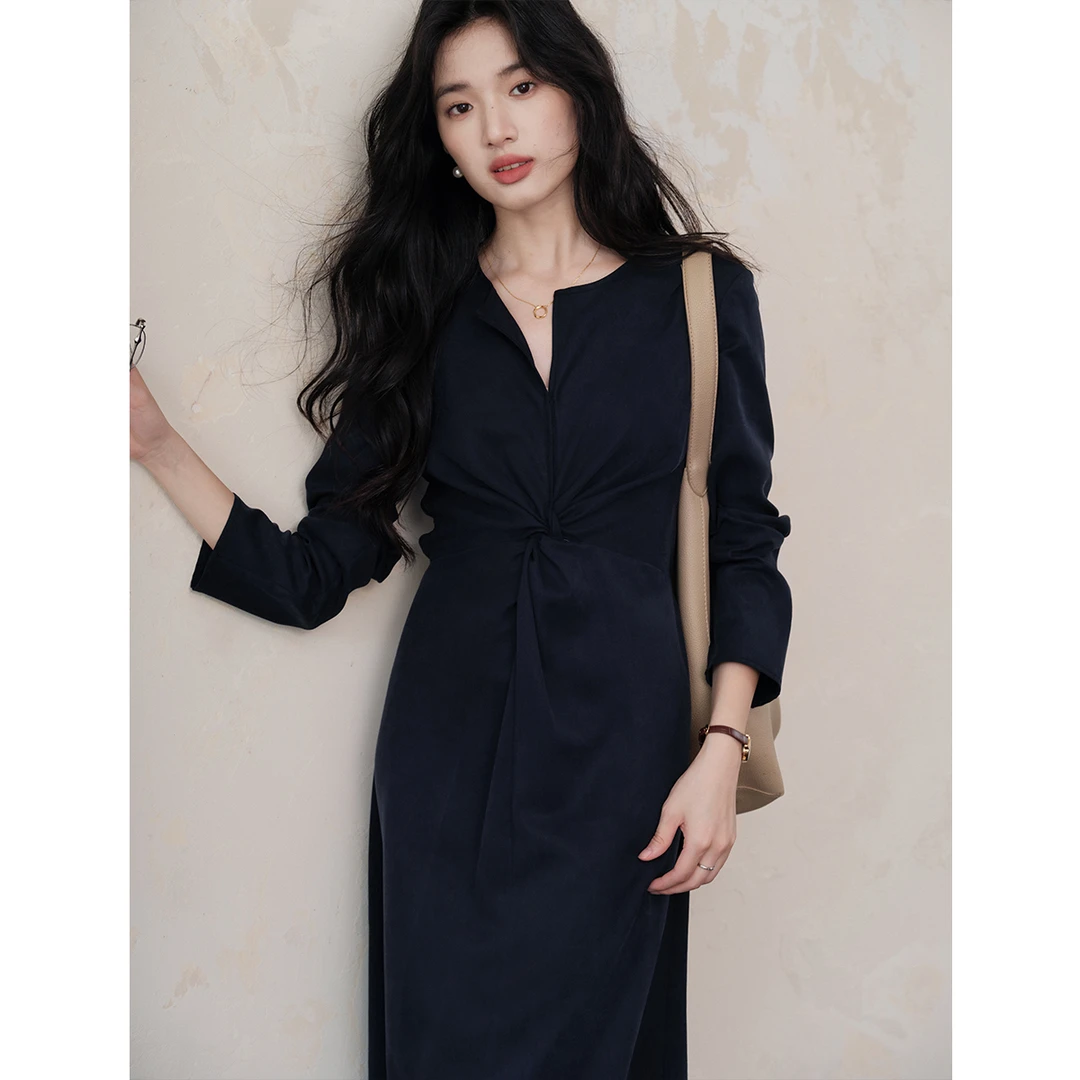 贰羊设计莱赛尔【玲珑月】新中式知识分子风显瘦通勤风衬衫连衣裙