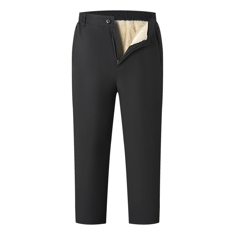 中老年加绒加厚直筒休闲棉裤男冬季防风防寒高腰宽松男士棉裤外穿