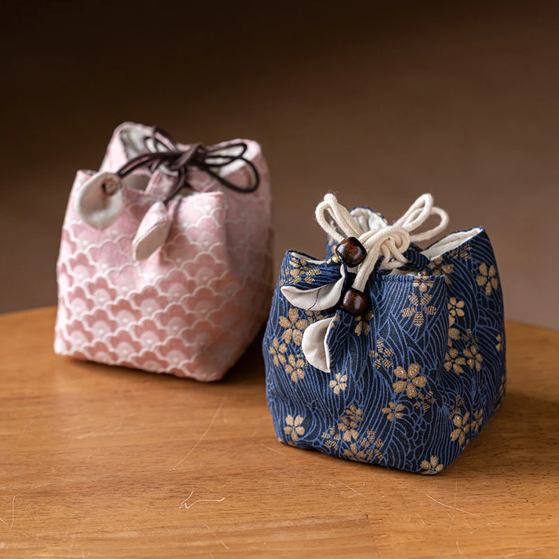 手工便携茶具收纳包旅行包茶杯袋布包加厚棉麻主人杯收纳袋茶道配