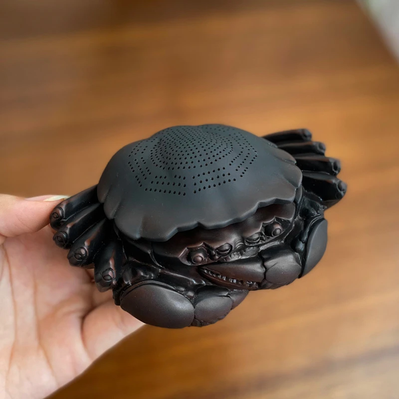 螃蟹茶漏紫陶一体过滤器可养茶宠摆件茶滤过滤网茶隔漏斗茶台装