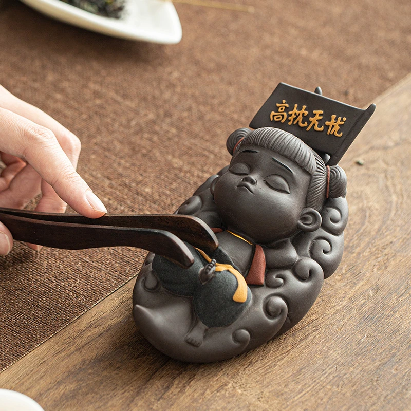 高枕无忧哪吒茶宠摆件精品可养个性茶玩茶桌茶台面摆设