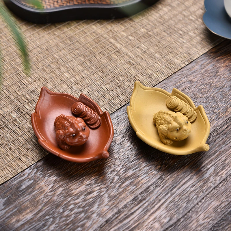一夜暴富创意紫砂三足金蟾茶宠摆件精品可养招财蟾蜍茶台茶盘配
