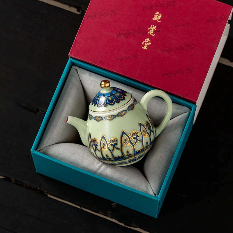 观觉堂手工高档陶瓷茶杯茶壶珐琅彩宝相花茶盘盖置盖碗闻香杯茶具