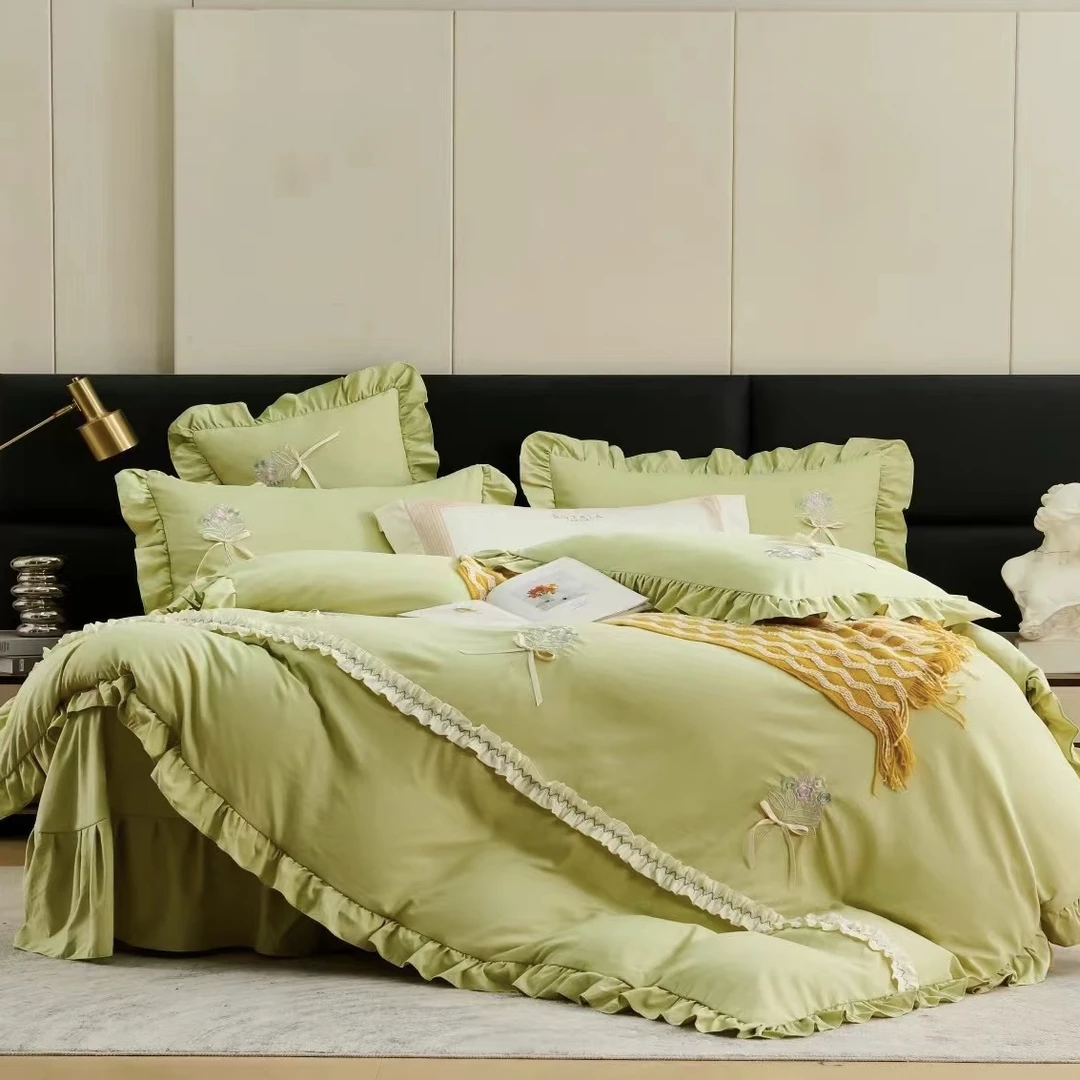 (漫时光)韩式花边柔肤棉(四季款)柔软透气床裙四件套