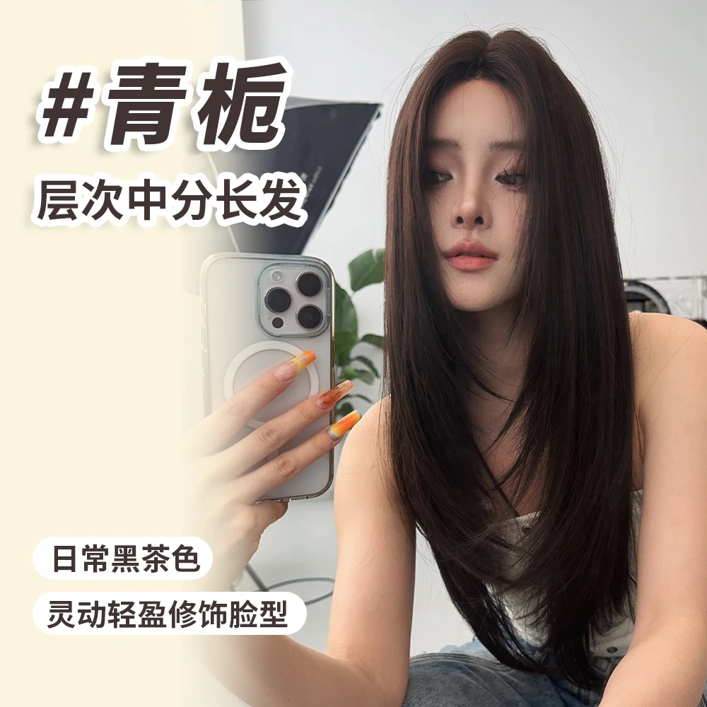【青栀】假发女长发自然全头套式前额蕾丝仿真发高层次假发