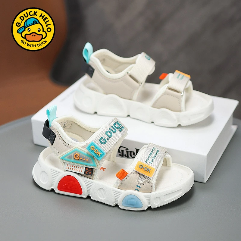 小黄鸭男童女童凉鞋2025夏季新中小童儿童百搭时尚软底防滑沙滩鞋