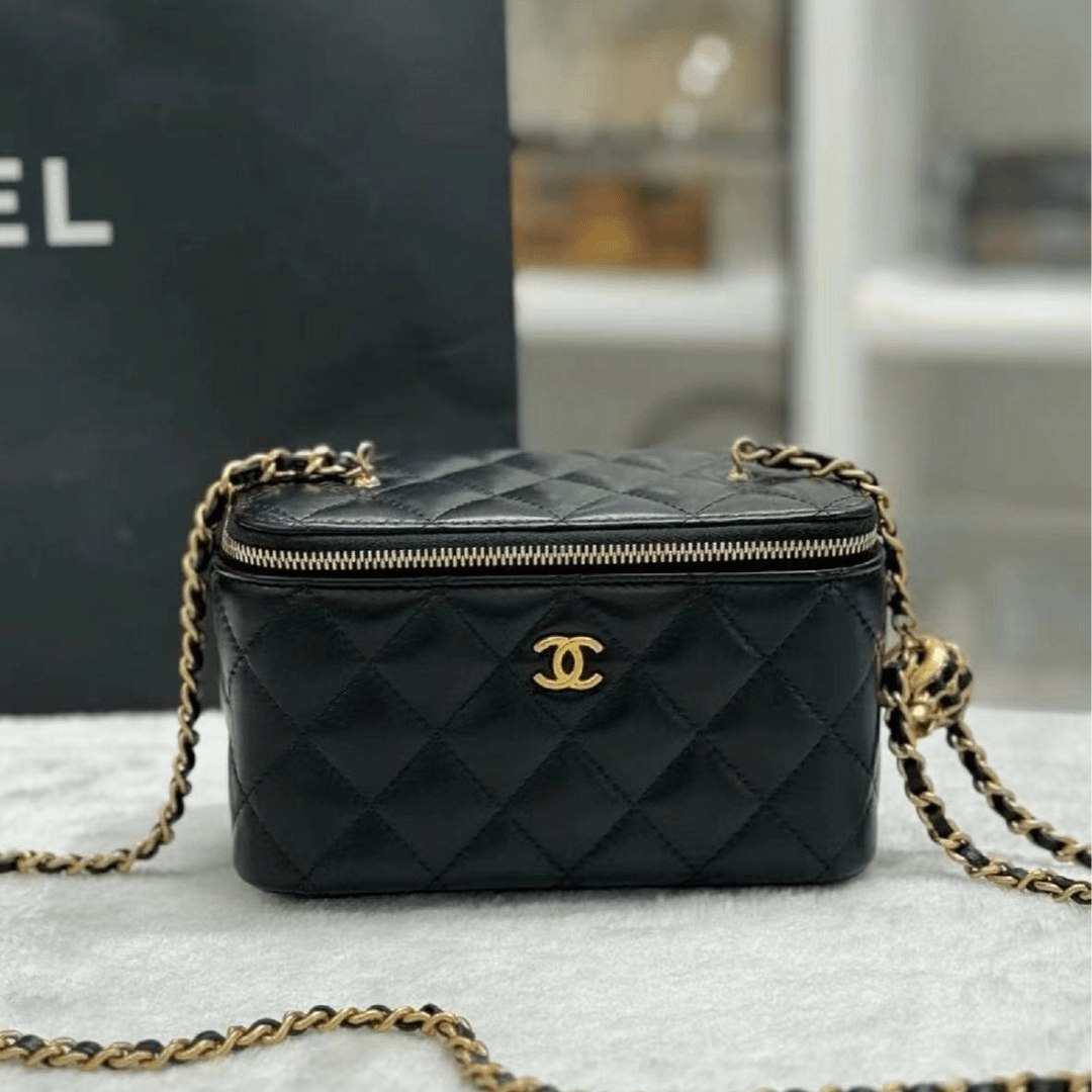 95新 Chanel/香奈儿  【 杨贵妃专属】 黑金核桃金球盒子单肩包