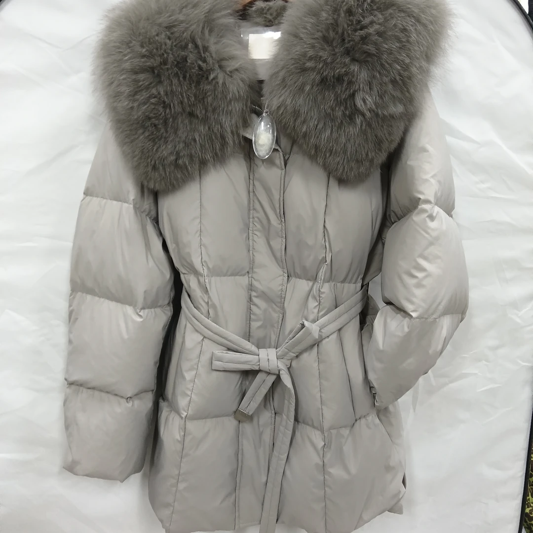 时尚大毛领中长款羽绒服外套