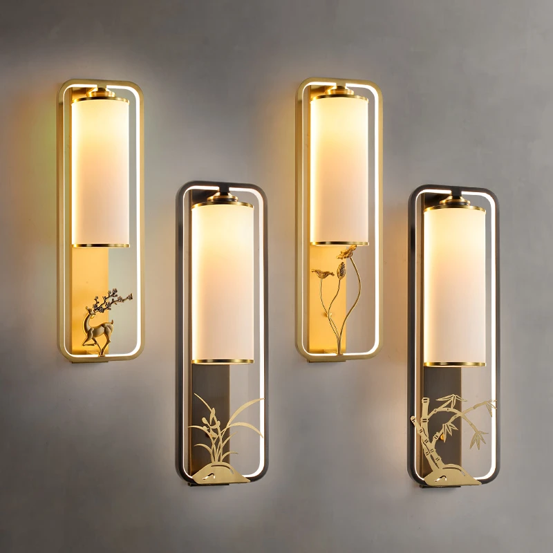 新中式壁灯背景墙全铜灯具客厅卧室床头中国风茶室别墅2025年新款