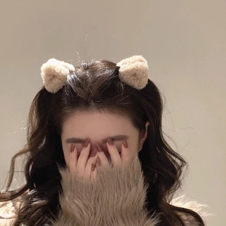 羊毛羔秋冬小熊边夹2023新款精致毛耸耸刘海发夹发卡头饰侧边抓夹