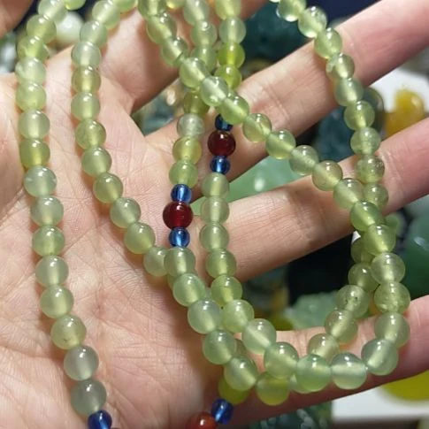 岫玉108粒手串项链两用未镶嵌